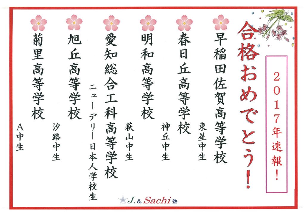 速報！高校合格おめでとう2017